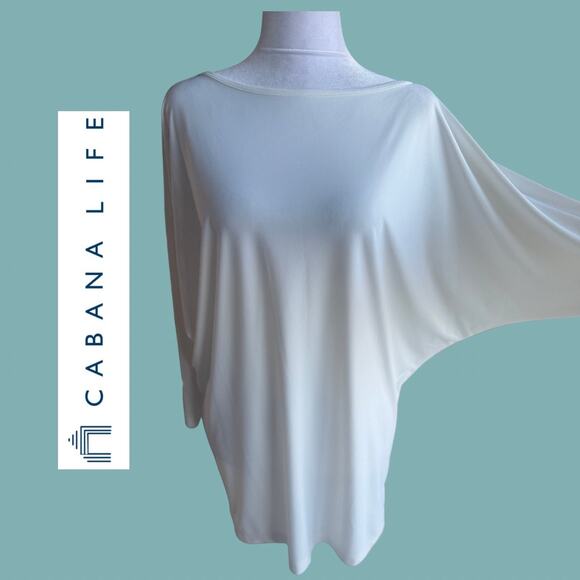 Cabana Life White off White Dolman Sleeve Mini Dress Beach Coverup Medium LN - Picture 4 of 9